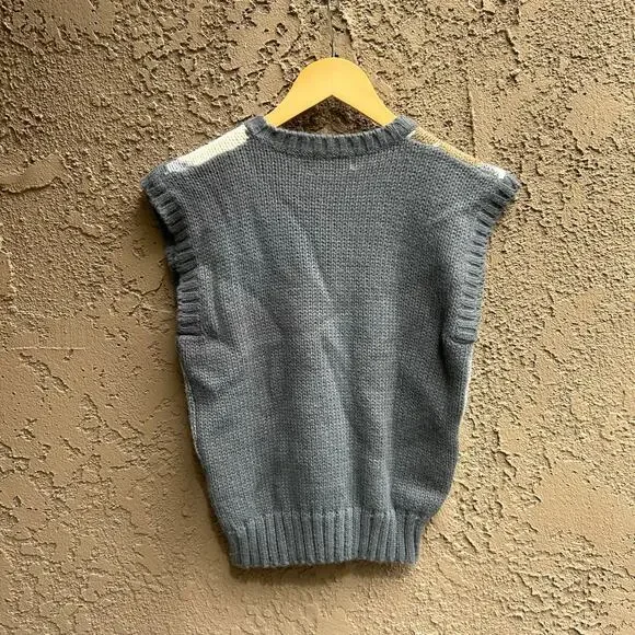 Vintage Genesis Argyle Knit Sweater Vest Size Womens Medium - Picture 2 of 3
